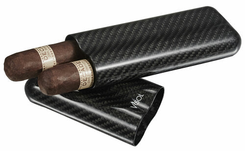 VISOL NIGHT II CARBON FIBER LARGER CIGAR CASE - 2 FINGER - VCASE499L