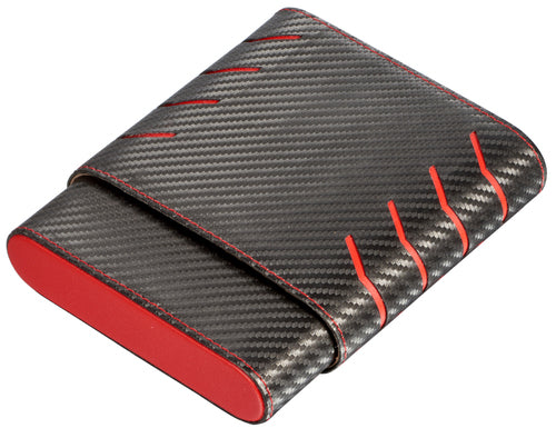 VISOL DARTH MAUL BLACK AND RED CARBON FIBER PATTERN 6 FINGER CIGAR CASE - VCASE746