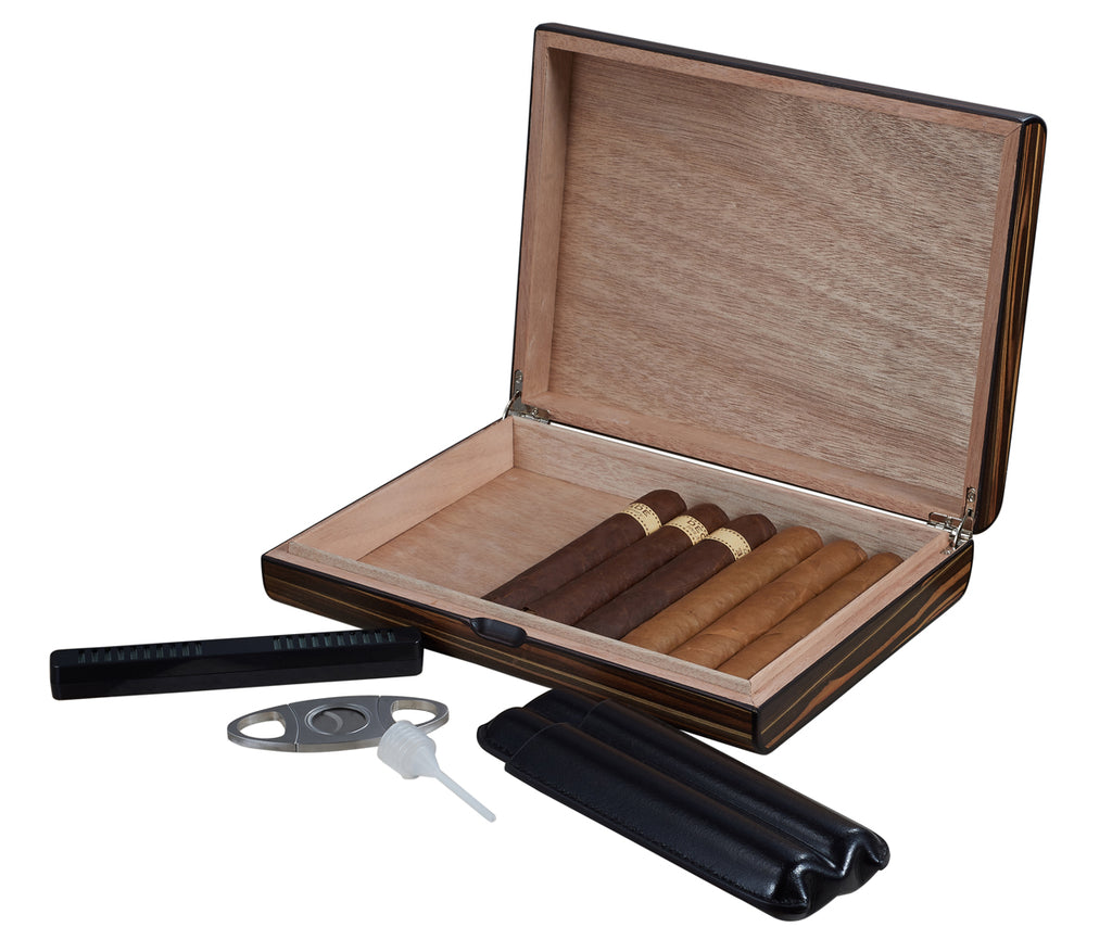 Visol Jerrod Exotic Ebony Cigar Humidor Gift Set - Wine Cooler City