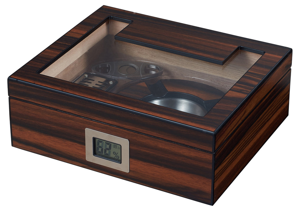Visol Aidan Glass Top Humidor Gift Set with Cutter and Ashtray - Wine Cooler City
