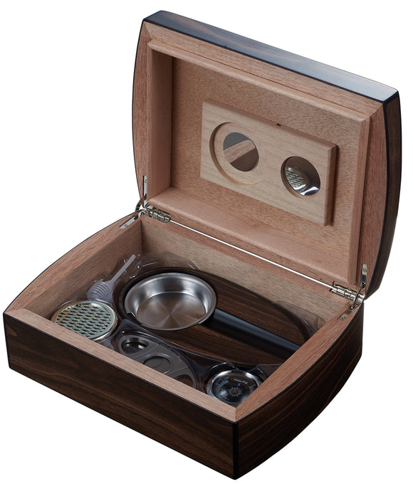 Visol Burkhard Wood Humidor Gift Set with Ashtray and Cutter - Wine Cooler City