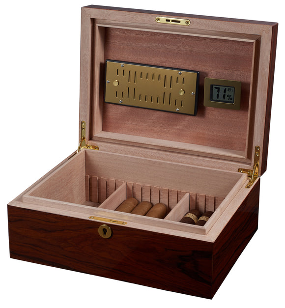 Visol Hagan Polished Oak Wood Locking Humidor - Wine Cooler City