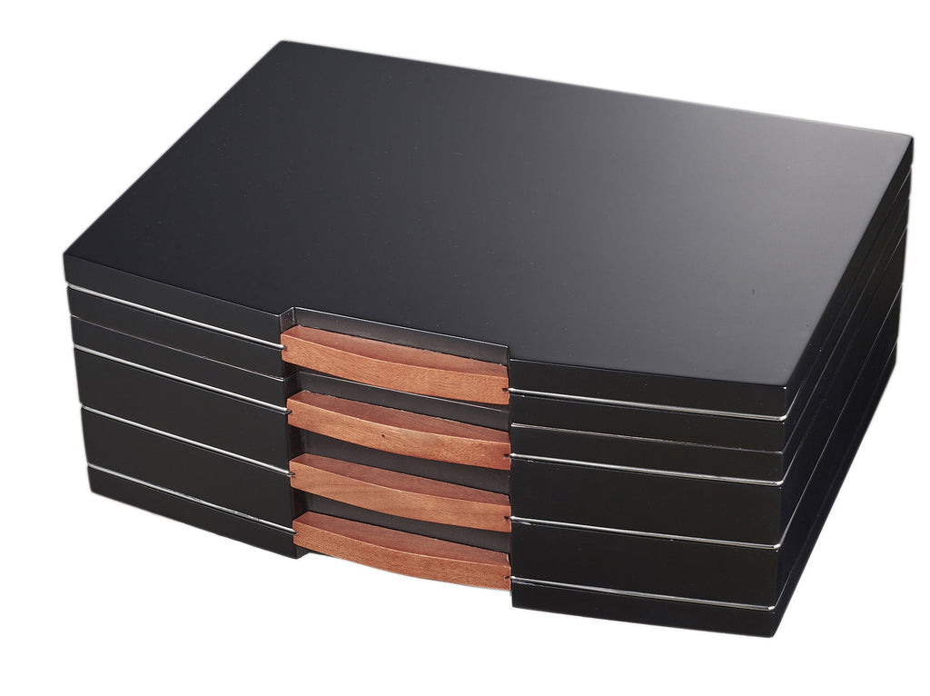 Visol Gerard Black Polished Wood Humidor - Holds 100 Cigars - Wine Cooler City