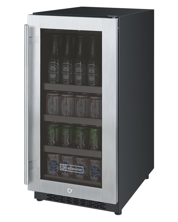 Allavino15" Wide FlexCount II Tru-Vino Stainless Steel Left Hinge Beverage Center - VSBC15-SL20 - Wine Cooler City