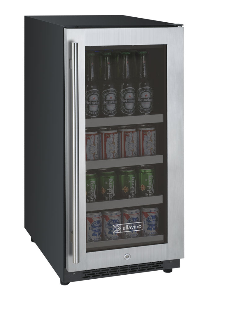 Allavino 15" Wide FlexCount II Tru-Vino Stainless Steel Right Hinge Beverage Center - VSBC15-SR20 - Wine Cooler City