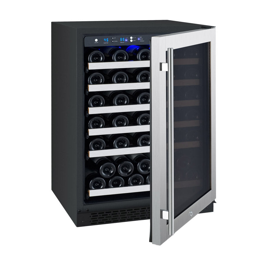 Allavino 24" Wide FlexCount II Tru-Vino 56 Bottle Single Zone Stainless Steel Right Hinge Wine Refrigerator - VSWR56-1SR20