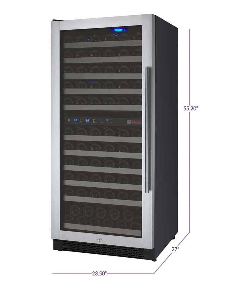Allavino 24" Wide FlexCount II Tru-Vino 121 Bottle Dual Zone Stainless Steel Left Hinge Wine Refrigerator - VSWR121-2SL20