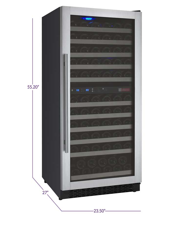 Allavino 24" Wide FlexCount II Tru-Vino 121 Bottle Dual Zone Stainless Steel Right Hinge Wine Refrigerator - VSWR121-2SR20