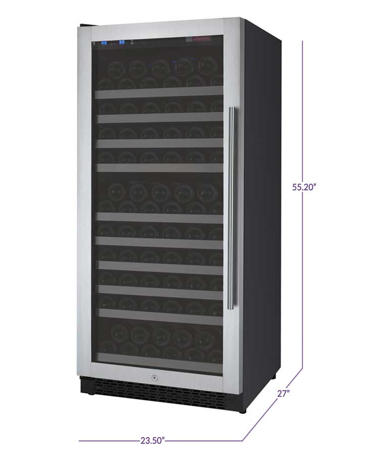 Allavino 24" Wide FlexCount II Tru-Vino 128 Bottle Single Zone Stainless Steel Left Hinge Wine Refrigerator - VSWR128-1SL20
