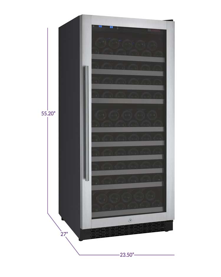 Allavino 24" Wide FlexCount II Tru-Vino 128 Bottle Single Zone Stainless Steel Right Hinge Wine Refrigerator - VSWR128-1SR20