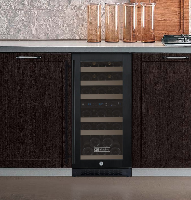 Allavino 15" Wide FlexCount II Tru-Vino 30 Bottle Dual Zone Black Wine Refrigerator - VSWR30-2BR20