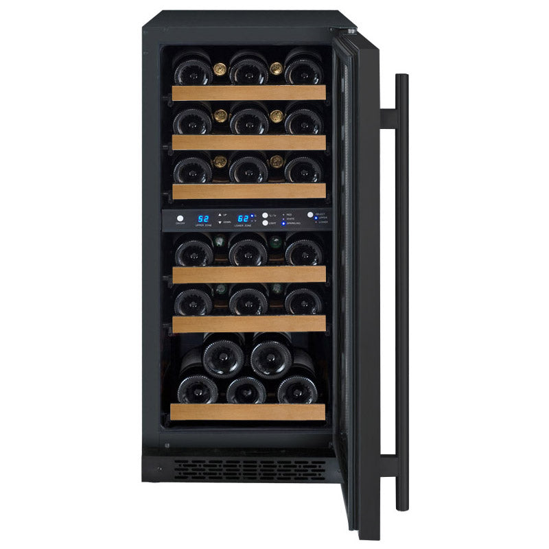 Allavino 15" Wide FlexCount II Tru-Vino 30 Bottle Dual Zone Black Wine Refrigerator - VSWR30-2BR20