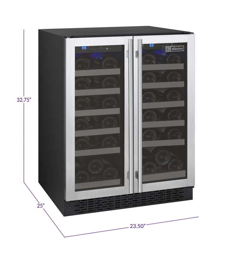 Allavino 24" Wide FlexCount II Tru-Vino 36 Bottle Dual Zone Stainless Steel Wine Refrigerator - VSWR36-2SF20