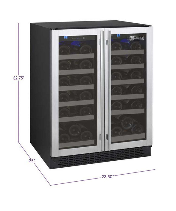 Allavino 24" Wide FlexCount II Tru-Vino 36 Bottle Dual Zone Stainless Steel Wine Refrigerator - VSWR36-2SF20