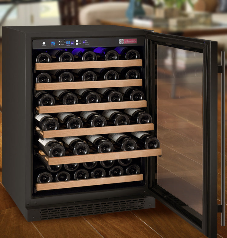 Allavino 24" Wide FlexCount II Tru-Vino 56 Bottle Single Zone Black Right Hinge Wine Refrigerator - VSWR56-1BR20