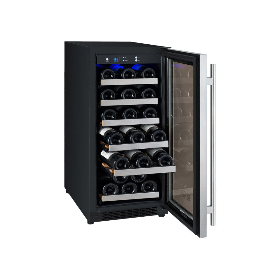 Allavino 15" Wide FlexCount II Tru-Vino 30 Bottle Single Zone Stainless Steel Left Hinge Wine Refrigerator - VSWR30-1SL20