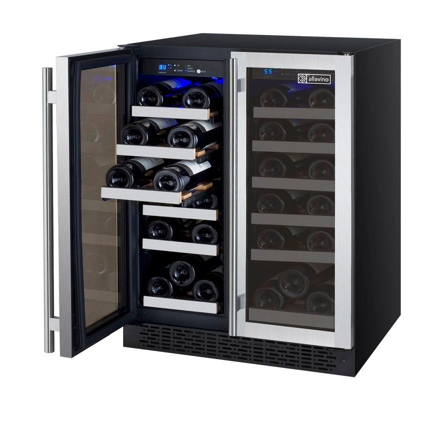 Allavino 24" Wide FlexCount II Tru-Vino 36 Bottle Dual Zone Stainless Steel Wine Refrigerator - VSWR36-2SF20