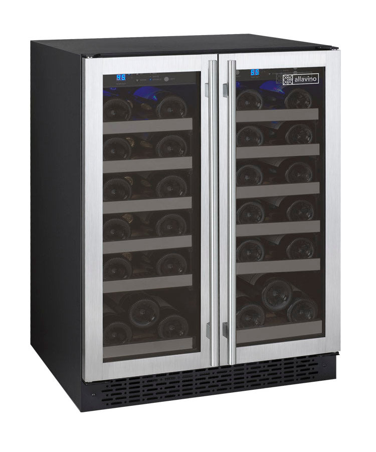 Allavino 24" Wide FlexCount II Tru-Vino 36 Bottle Dual Zone Stainless Steel Wine Refrigerator - VSWR36-2SF20