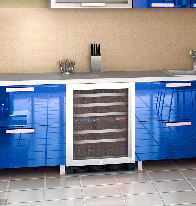 Allavino 24" Wide FlexCount II Tru-Vino 56 Bottle Dual Zone Stainless Steel Left Hinge Wine Refrigerator - VSWR56-2SL20