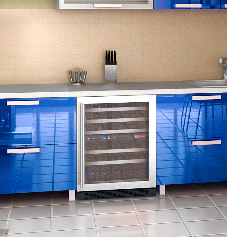 Allavino 24" Wide FlexCount II Tru-Vino 56 Bottle Dual Zone Stainless Steel Right Hinge Wine Refrigerator - VSWR56-2SR20