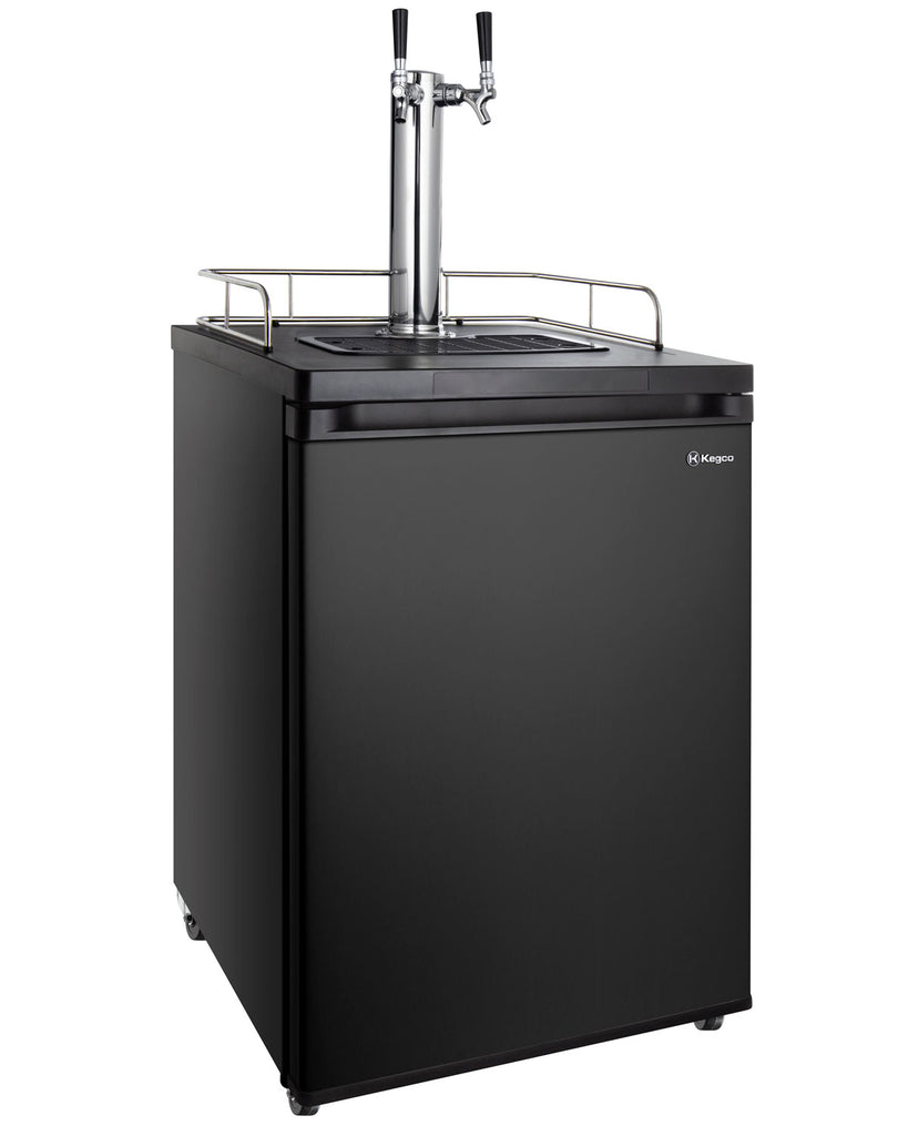 Kegco24" Wide Cold Brew Coffee Dual Tap Black Kegerator - ICK20B-2NK - Wine Cooler City