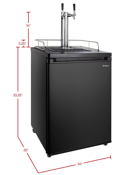 Kegco 24" Wide Homebrew Dual Tap Black Kegerator - HBK209B-2NK