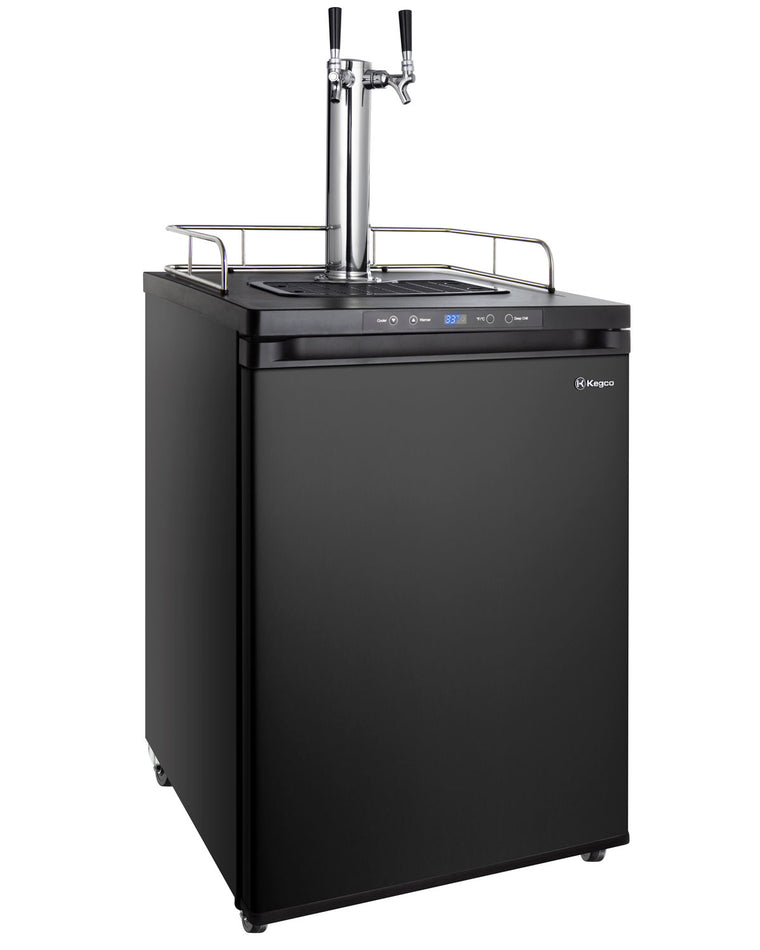 Kegco 24" Wide Cold Brew Coffee Dual Tap Black Digital Kegerator - ICK30B-2NK - Wine Cooler City