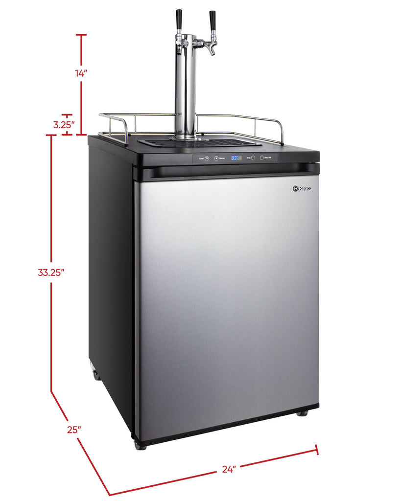 Kegco 24" Wide Cold Brew Coffee Dual Tap Stainless Steel Kegerator - ICK30S-2NK - Wine Cooler City