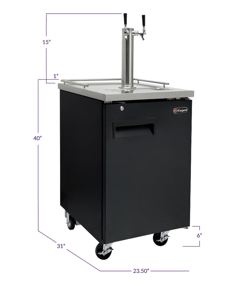Kegco 24" Wide Dual Tap Black Commercial Kegerator - XCK-1B-2