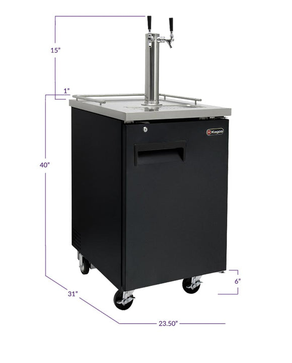 Kegco 24" Wide Dual Tap Black Commercial Kegerator - XCK-1B-2