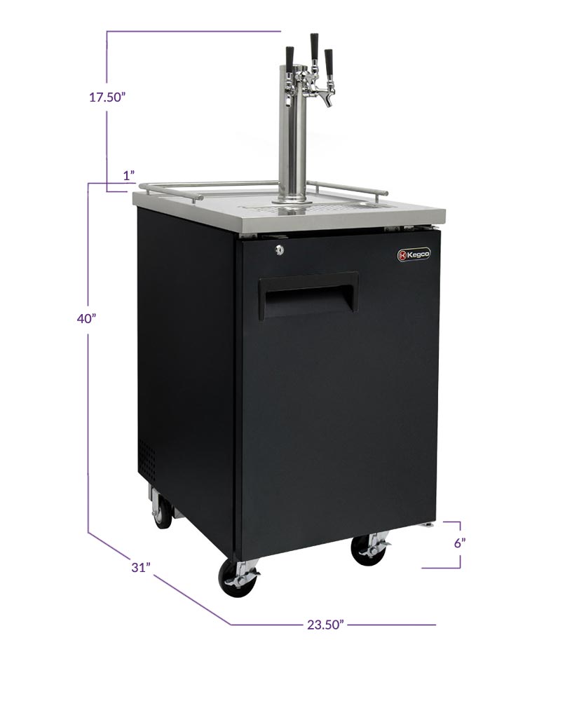 Kegco 24" Wide Cold Brew Coffee Triple Tap Black Commercial Kegerator - ICXCK-1B-3