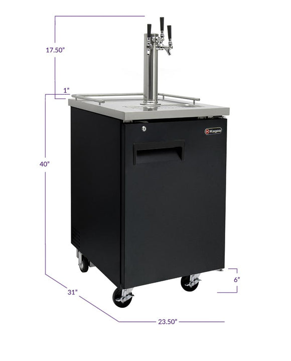 Kegco 24" Wide Cold Brew Coffee Triple Tap Black Commercial Kegerator - ICXCK-1B-3