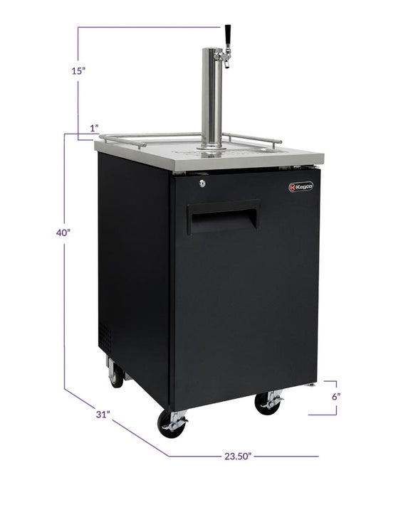 Kegco 24" Wide Single Tap Commercial Black Kegerator - XCK-1B