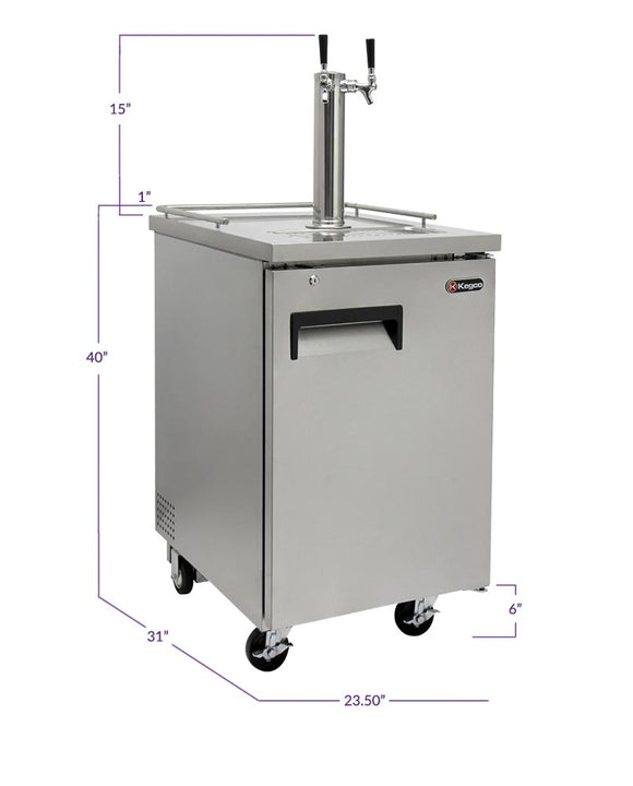 Kegco 24" Wide Dual Tap All Stainless Steel Commercial Kegerator - XCK-1S-2