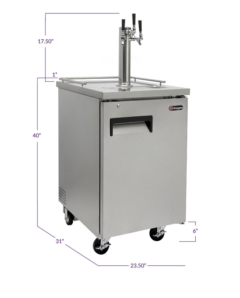 Kegco 24" Wide Homebrew Triple Tap All Stainless Steel Commercial Kegerator - HBK1XS-3