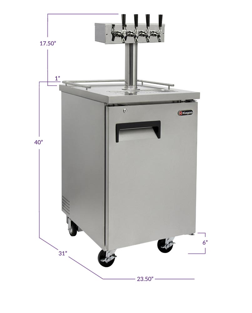 Kegco 24" Wide Cold Brew Coffee Four Tap All Stainless Steel Commercial Kegerator - ICXCK-1S-4
