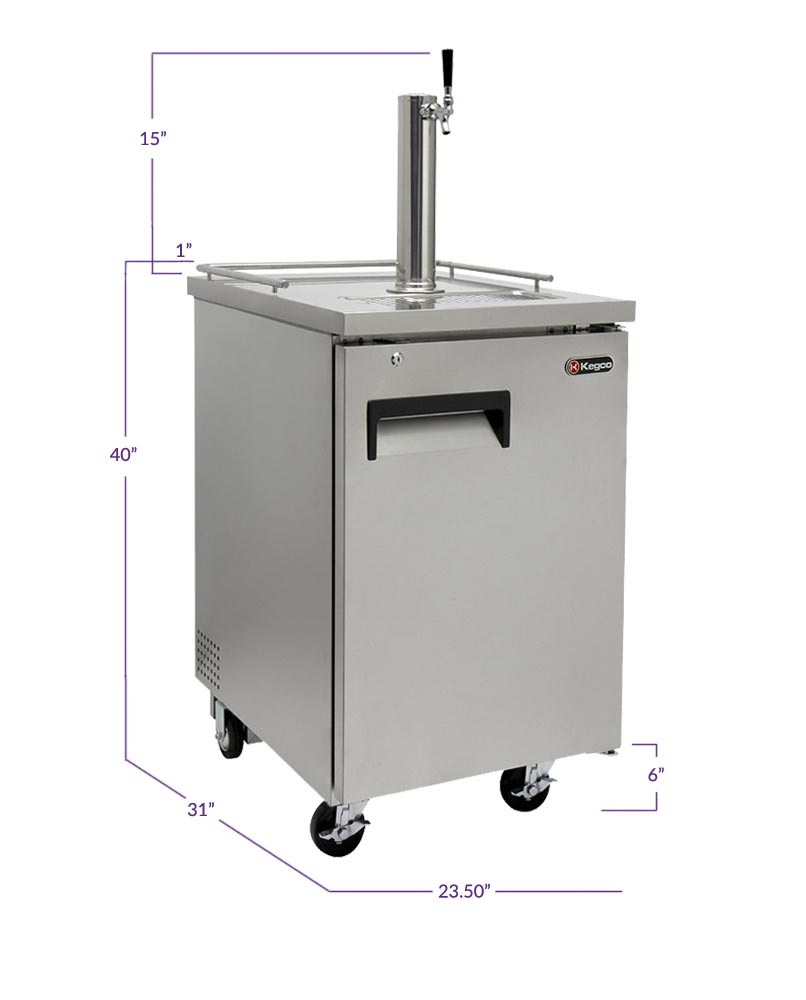 Kegco 24" Wide Single Tap All Stainless Steel Commercial Kegerator - XCK-1S