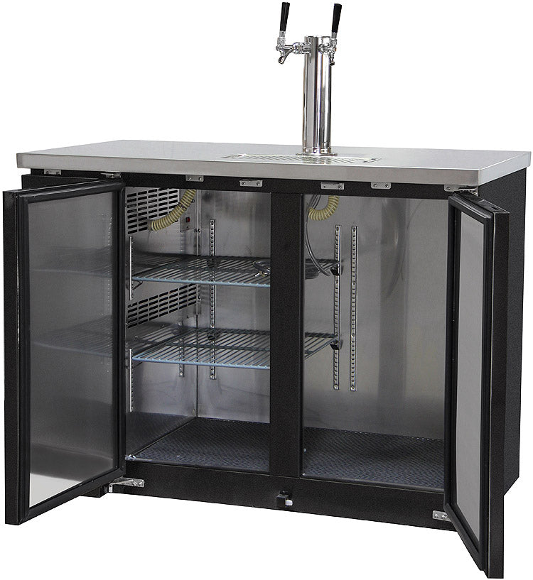 Kegco 49" Wide Dual Tap Black Commercial Kegerator Model: XCK-2448B