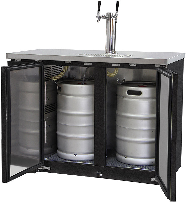 Kegco 49" Wide Dual Tap Black Commercial Kegerator Model: XCK-2448B