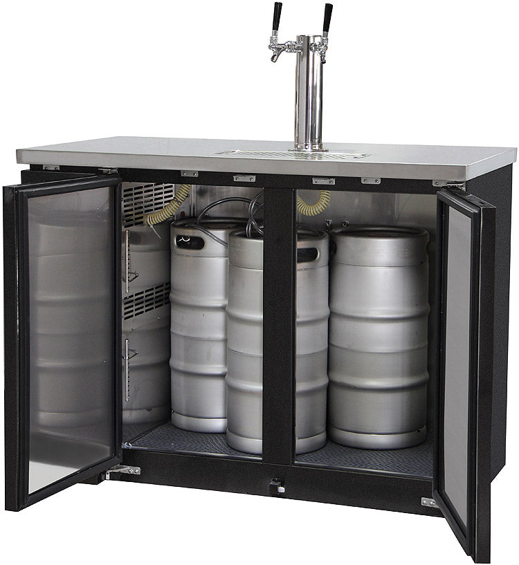 Kegco 49" Wide Dual Tap Black Commercial Kegerator Model: XCK-2448B