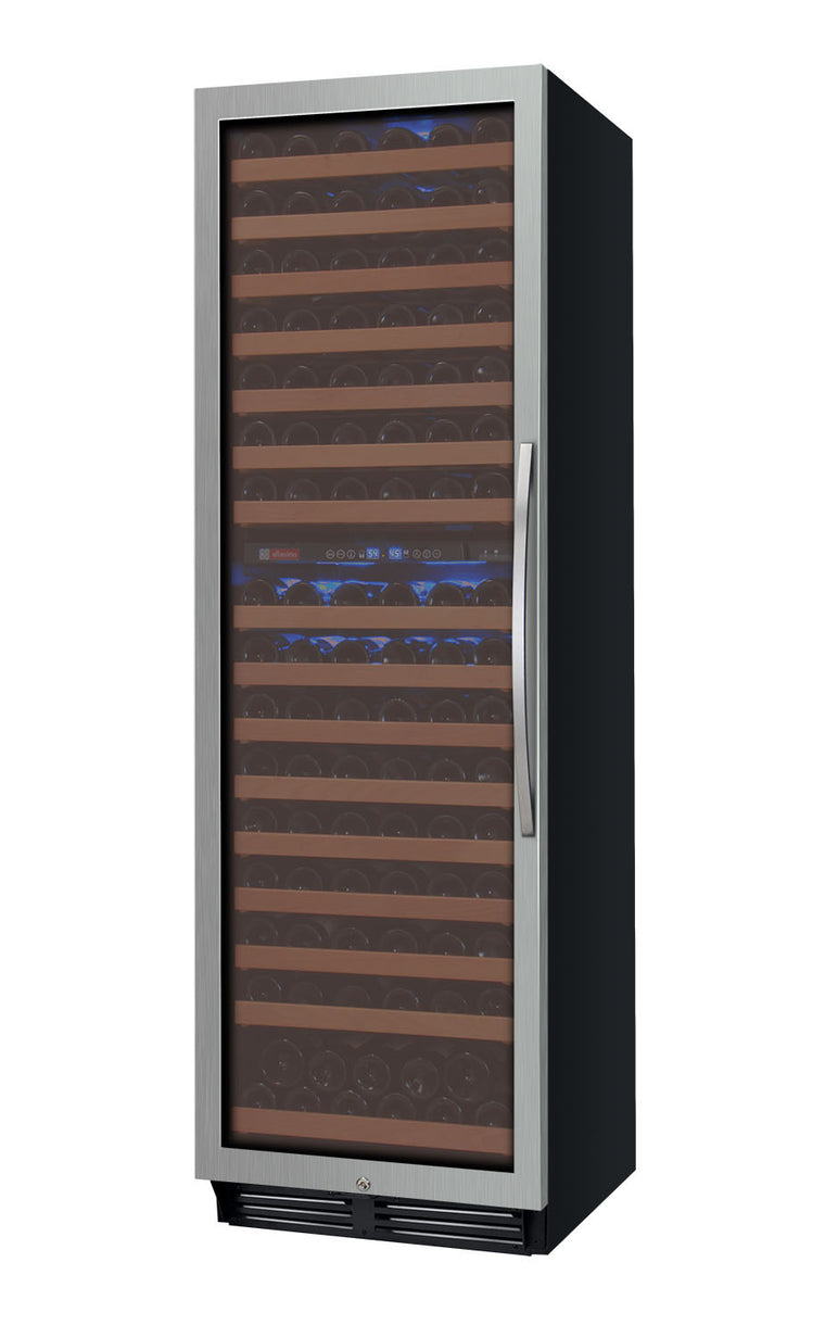 Allavino 24" Wide FlexCount II Tru-Vino 172 Bottle Dual Zone Stainless Steel Left Hinge Wine Refrigerator - YHWR172-2SL20