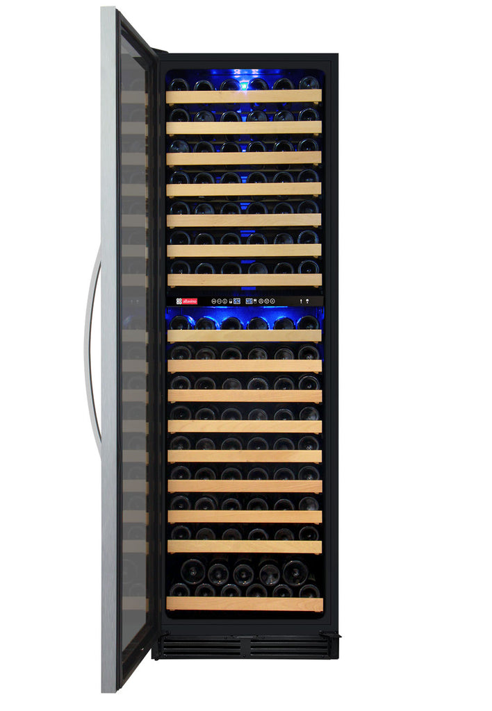 Allavino 24" Wide FlexCount II Tru-Vino 172 Bottle Dual Zone Stainless Steel Left Hinge Wine Refrigerator - YHWR172-2SL20