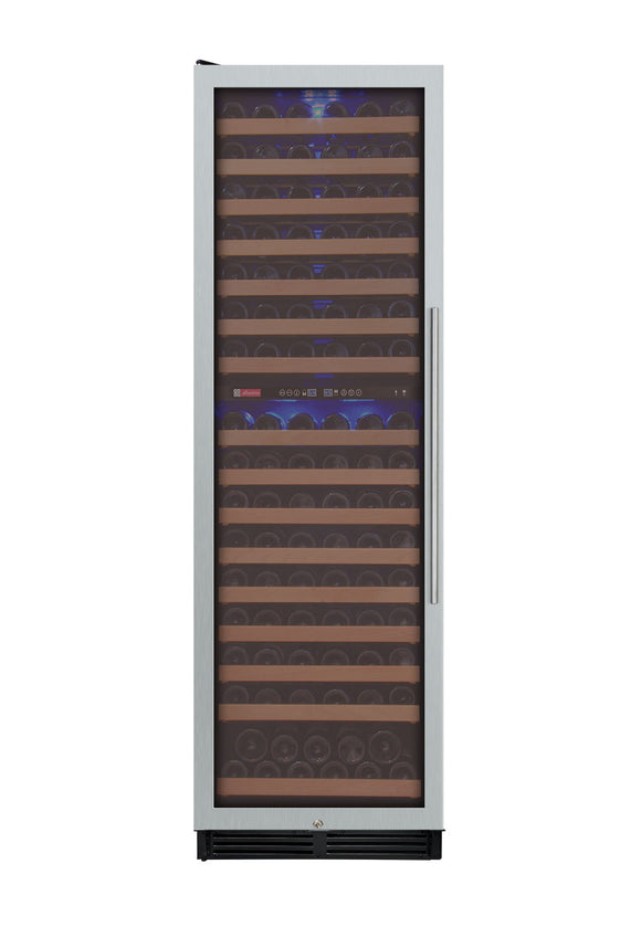 Allavino 24" Wide FlexCount II Tru-Vino 172 Bottle Dual Zone Stainless Steel Left Hinge Wine Refrigerator - YHWR172-2SL20