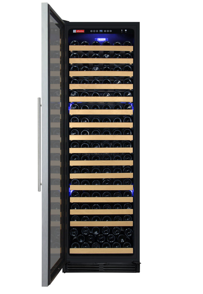 Allavino 24" Wide FlexCount Classic II Tru-Vino 174 Bottle Single Zone Stainless Steel Left Hinge Wine Refrigerator - YHWR174-1SL20