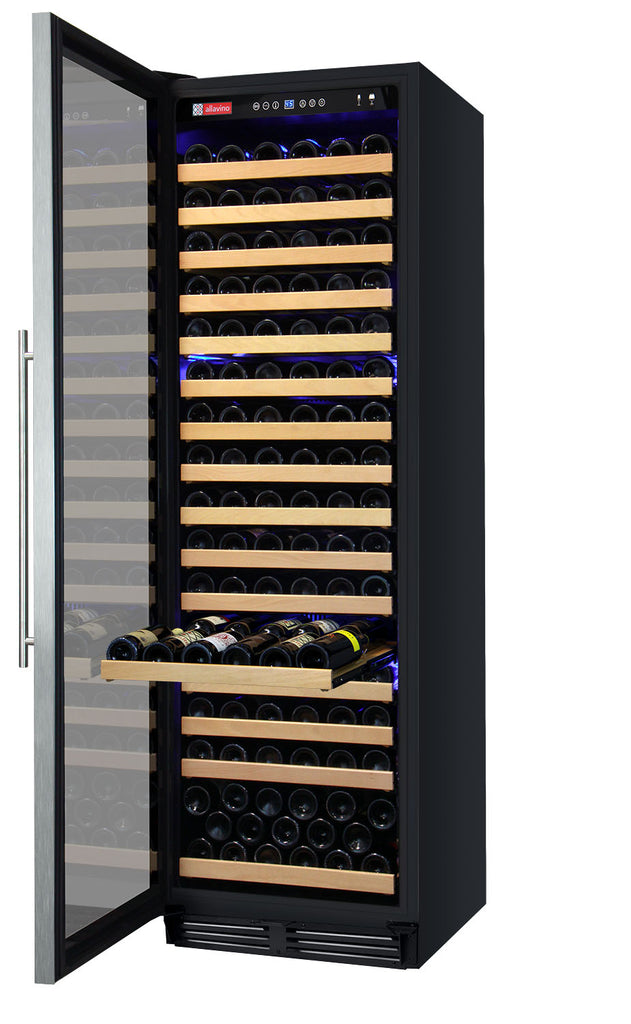 Allavino 24" Wide FlexCount Classic II Tru-Vino 174 Bottle Single Zone Stainless Steel Left Hinge Wine Refrigerator - YHWR174-1SL20