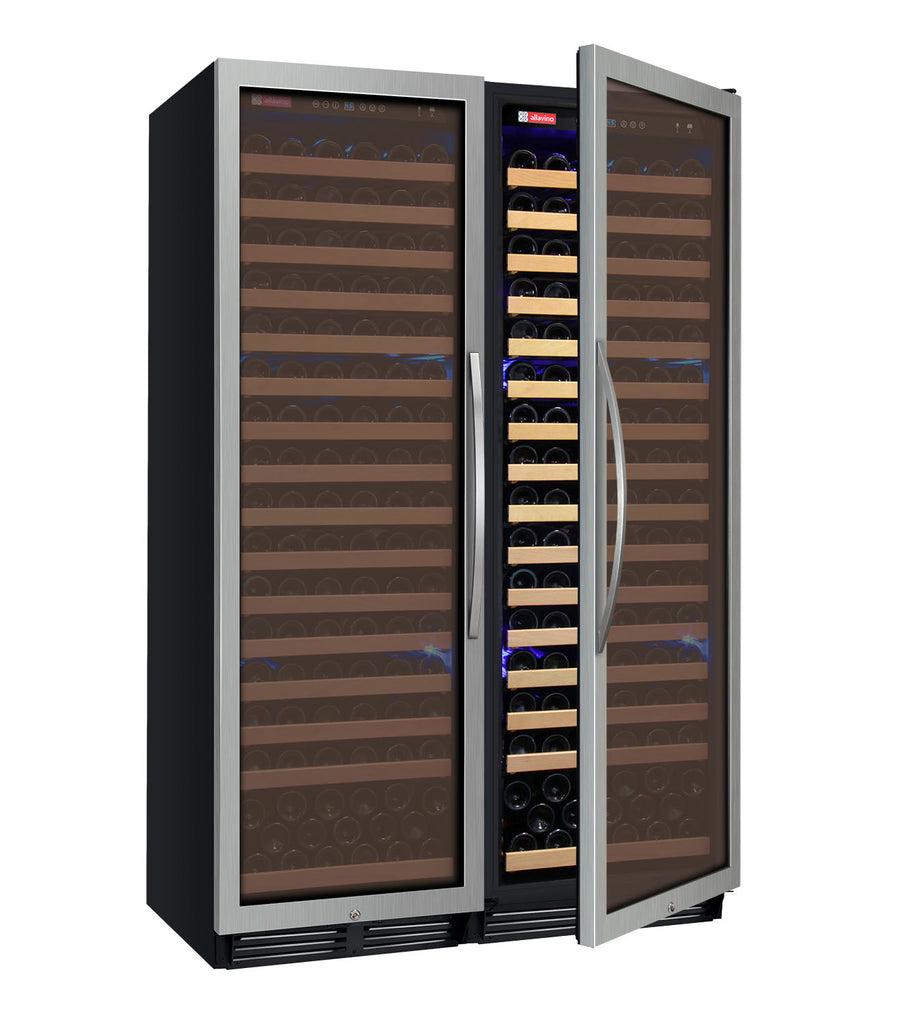 Allavino 48" Wide FlexCount Classic II Tru-Vino 348 Bottle Dual Zone Stainless Steel Side-by-Side Wine Refrigerator - 2X-YHWR174-1S20