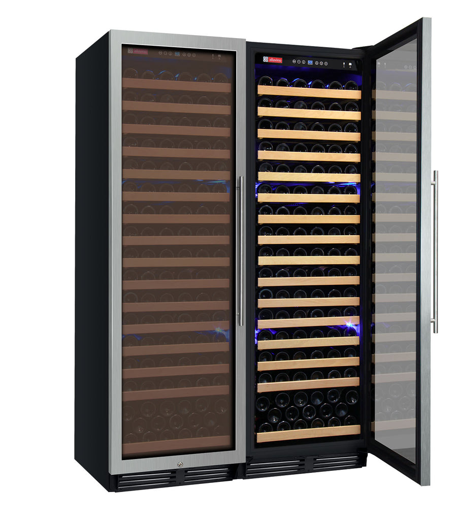 Allavino 48" Wide FlexCount Classic II Tru-Vino 348 Bottle Dual Zone Stainless Steel Side-by-Side Wine Refrigerator - 2X-YHWR174-1S20