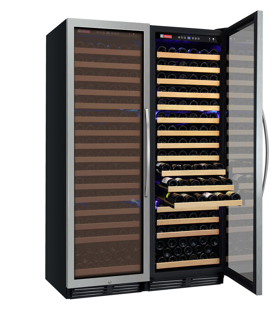 Allavino 48" Wide FlexCount Classic II Tru-Vino 348 Bottle Dual Zone Stainless Steel Side-by-Side Wine Refrigerator - 2X-YHWR174-1S20