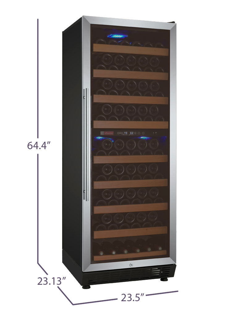 Allavino 24" Wide Vite II Tru-Vino 99 Bottle Dual Zone Stainless Steel Right Hinge Wine Refrigerator - YHWR99-2SR20
