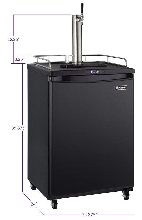 Kegco 24" Wide Homebrew Single Tap Black Commercial/Residential Kegerator - HBK163B-1NK